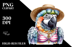 Digital Watercolor Adorned Baby Parrot PNG Product Image 2