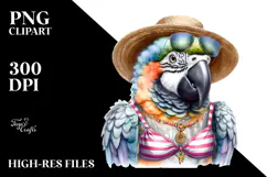 Digital Watercolor Adorned Baby Parrot PNG Product Image 2