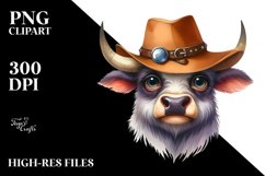 Funny Bull Portrait Hat Clipart Product Image 1