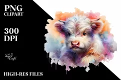 Highland Cow with Abstract Background, PNG Product Image 3