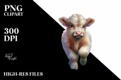 Highland Cow with Abstract Background, PNG Product Image 3