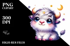 Cute Colorful Baby Musk Ox in Moon Stars Product Image 1