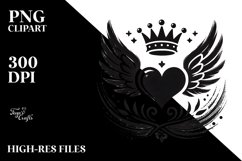 Simple Paintbrush Style Heart Wings Crown PNG Product Image 2