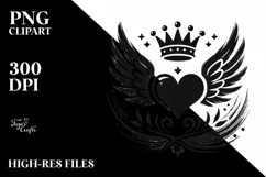 Simple Paintbrush Style Heart Wings Crown PNG Product Image 2
