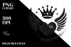Simple Paintbrush Style Heart Wings Crown PNG Product Image 2