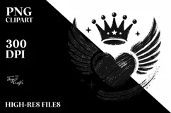 Simple Paintbrush Style Heart Wings Crown PNG Product Image 2