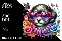 Detailed Puppy Heart Sunglasses PNG Product Image 2