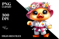 Vibrant Baby Duck with Karate Outfit PNG Product Image 2