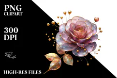 Rose with Small Golden Insertions, Transparent PNG Product Image 2