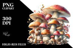 Detailed Pastel Mushroom Watercolor PNG Product Image 2