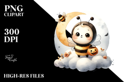 Cute Baby Bee on Cloud PNG Product Image 2