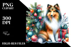 Colorful Collie with Christmas Decorations, Transparent PNG Product Image 2