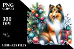 Colorful Collie with Christmas Decorations, Transparent PNG Product Image 2