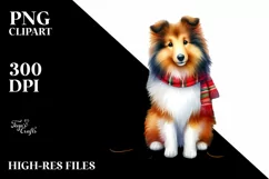 Vibrant Collie with Christmas Decorations PNG Product Image 1