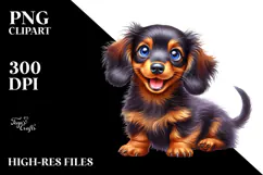 Watercolor Baby Dachshund with Big Eyes, Transparent PNG Product Image 2