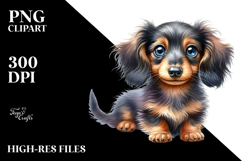 Watercolor Baby Dachshund with Big Eyes, Transparent PNG Product Image 2