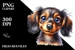 Watercolor Baby Dachshund with Big Eyes, Transparent PNG Product Image 2