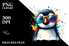 Colorful Quirky Penguin Art Clipart Product Image 1