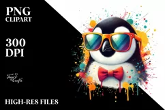 Colorful Quirky Penguin Art Clipart Product Image 1