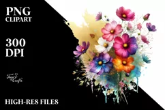 Vibrant Cosmos Gold Foil | Sublimation | Clipart Product Image 1