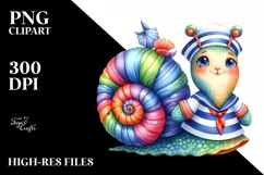 Colorful Snail Sailor Suit | Sublimation | Clipart Product Image 3
