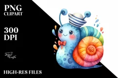 Colorful Snail Sailor Suit | Sublimation | Clipart Product Image 1
