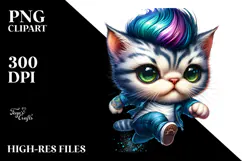Expressive Baby Cat, Watercolor PNG Product Image 2