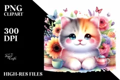 Colorful Whimsical Cat Tumbling in Autumn Product Image 3