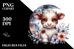Smiling Highland Cow with Cosmos Product Image 2