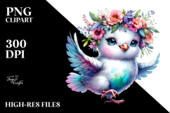 Vibrant Dove with Floral Wreath, Transparent PNG Product Image 2