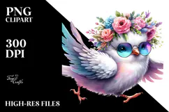 Vibrant Chicken with Floral Wreath, Transparent PNG Product Image 2