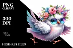 Vibrant Chicken with Floral Wreath, Transparent PNG Product Image 3
