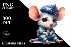 Cute Baby Mouse with Cool Haircut Running PNG Product Image 3