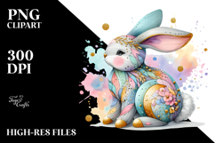 Pastel Bunny with Golden Elements, PNG Product Image 2