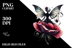 Gothic Fairy on Flower PNG Product Image 2