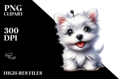 Watercolor Baby West Highland White Terrier PNG Product Image 2
