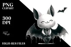 Funny Washed Watercolor Bat Image, Transparent PNG Product Image 2
