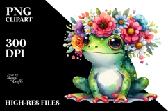 Cartoon-style Frog with Flower Crown PNG Product Image 2