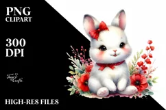 Colorful Sitting Baby Rabbit Watercolor Clipart Product Image 1