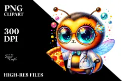 Crazy Vibrant Watercolor Baby Bee PNG Product Image 2