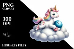 Cute Baby Unicorn Bowling Clipart Product Image 3