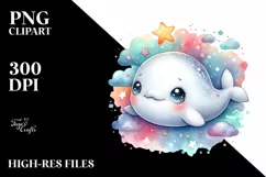 Colorful Smiling Baby Beluga Whale | Clipart Product Image 3