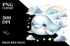 Colorful Smiling Baby Beluga Whale | Clipart Product Image 1