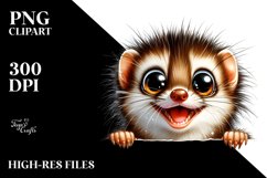 Funny Popping Eyes Weasel Watercolor Clipart Product Image 3