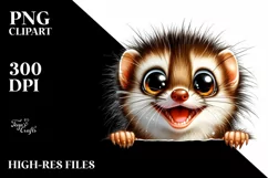 Funny Popping Eyes Weasel Watercolor Clipart Product Image 3