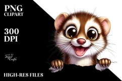 Funny Popping Eyes Weasel Watercolor Clipart Product Image 1