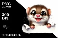 Funny Popping Eyes Weasel Watercolor Clipart Product Image 1