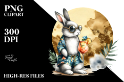 Stylish Rabbit in Beachwear, PNG Product Image 2