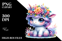 Cute Baby Unicorn with Cool Haircut PNG Product Image 2