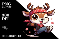 Cute Cartoon Deer with Bandana, Transparent PNG Product Image 2